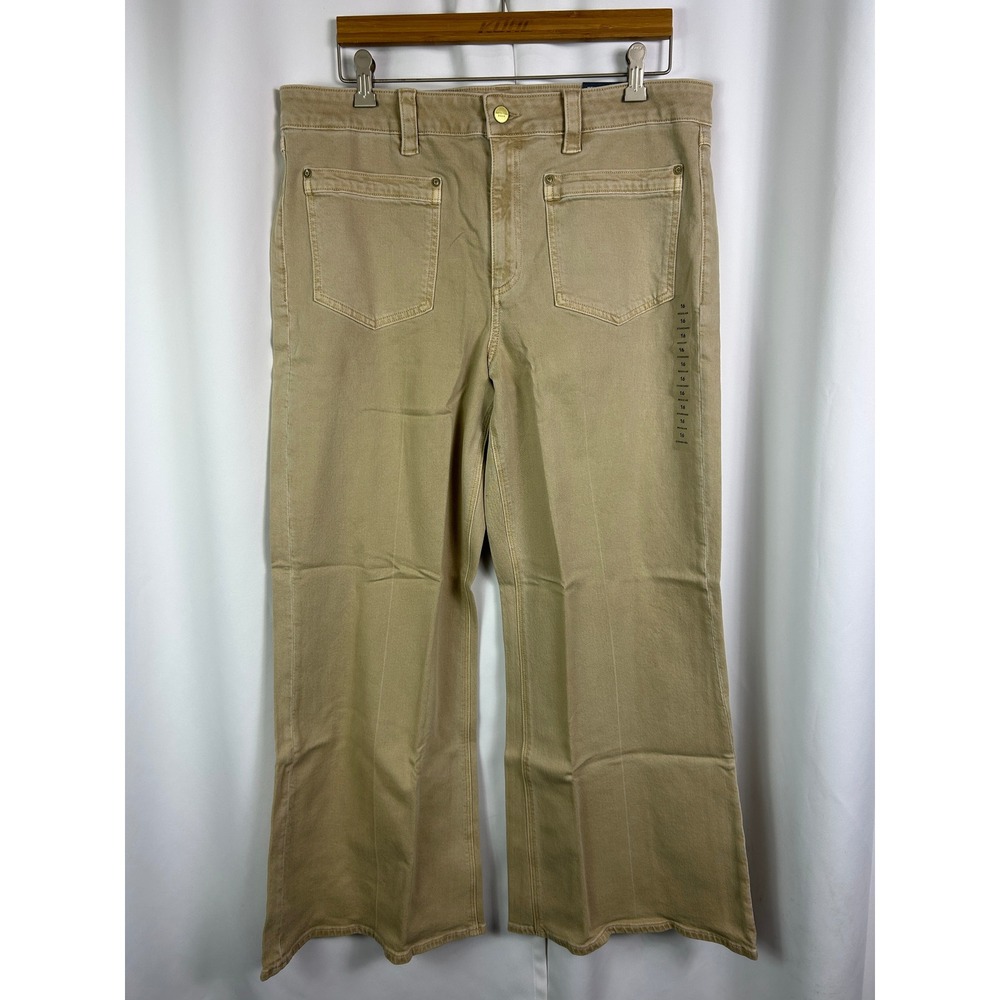 American Eagle High-Rise Stretch Flare Tan Khaki Pants Boho Western Size 16 Reg